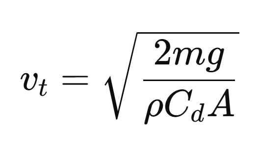 Formula for terminal velocity